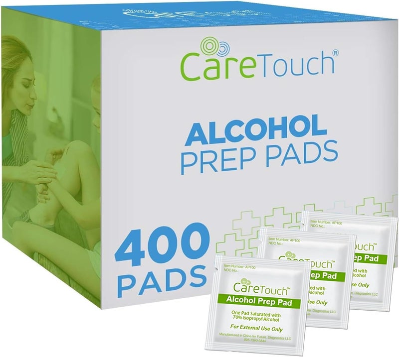Care Touch Alcohol Wipes Individually Wrapped - Prep Pads with 70% Isopropyl Alcohol, Great for Home, Medical & First Aid Kits Sterilized, Antiseptic 2-Ply Swabs 400 Count - Image 1