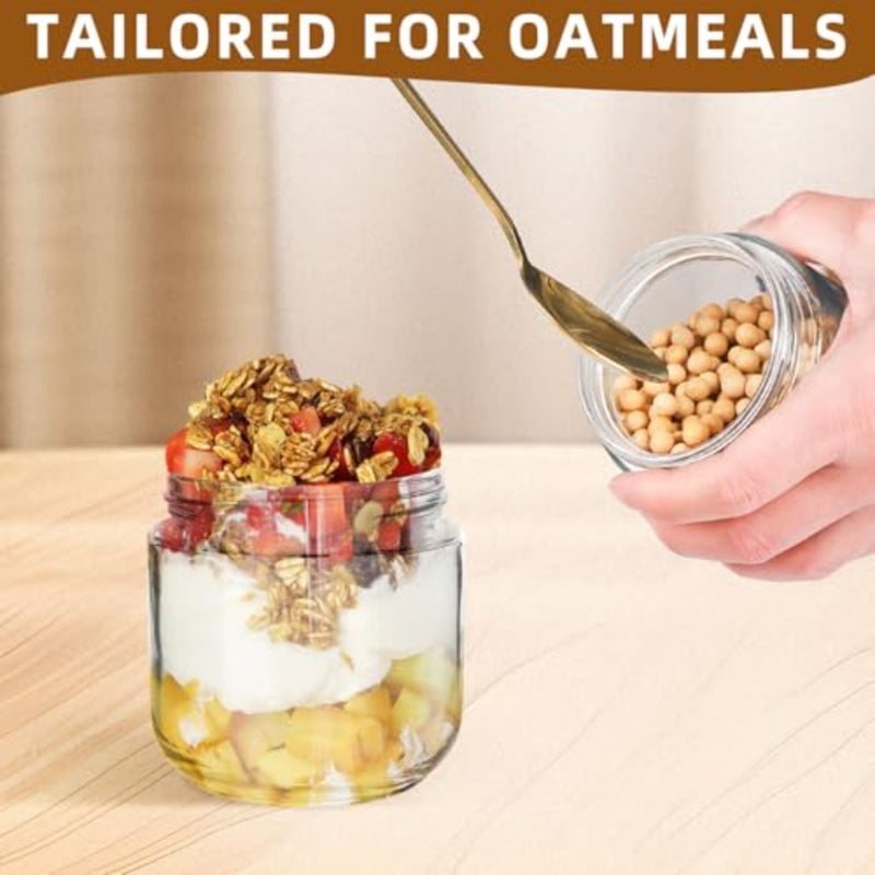 10oz Glass Overnight Oats Containers with Bamboo Lids, 4 Pack Wide Mouth Airtight Storage Jars for Meal Prep, Yogurt, Salad, Pudding, Cereal, Spices, and More - Image 5