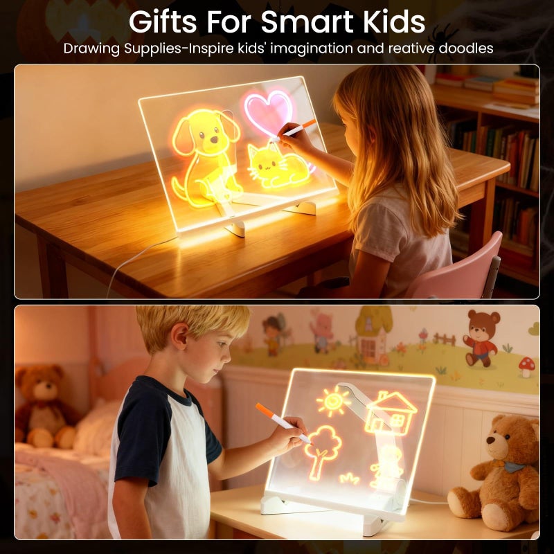 Colorful LED Memo Board - Acrylic LED Message Board with Light and Stand, Cute Cartoon Light Up Whiteboard, Perfect for Kids Rooms, Home Office, Interior Decoration, Daily Notes, Reminders - Image 2