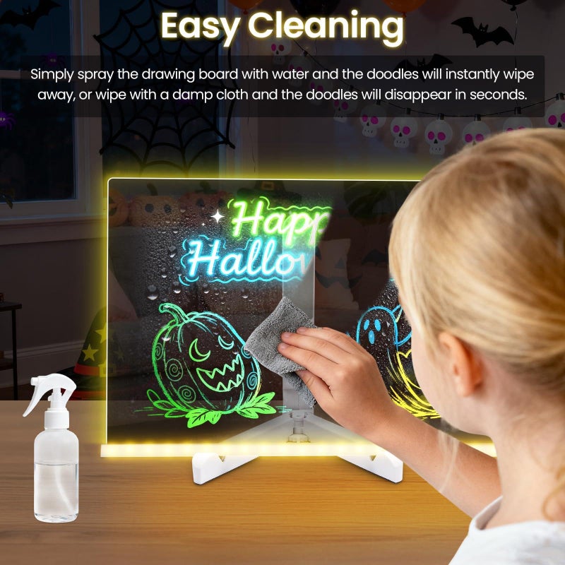 Colorful LED Memo Board - Acrylic LED Message Board with Light and Stand, Cute Cartoon Light Up Whiteboard, Perfect for Kids Rooms, Home Office, Interior Decoration, Daily Notes, Reminders - Image 1