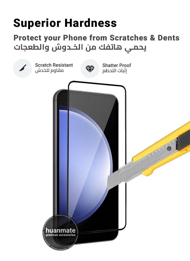 huanmate - 2 Pieces Samsung Galaxy S23 FE Screen Protector – Premium Edge to Edge Tempered Glass, High Transparency, Delicate Touch, Anti-Explosion, Smooth Arc Edges, Easy Installation - Image 1