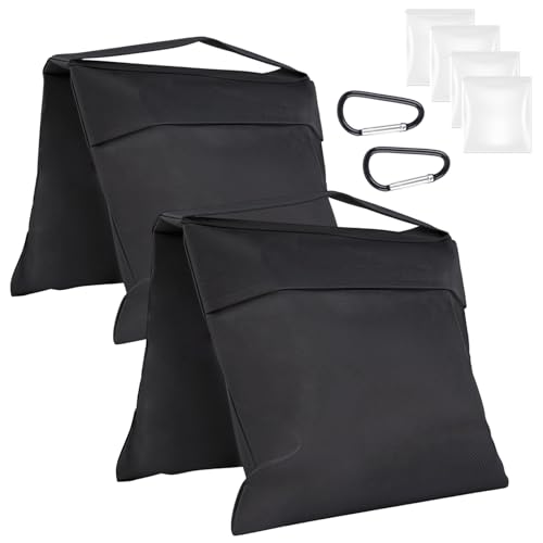 Rindion 2 Pack Sand Bags, Black Sand Bags for Weight, Heavy Duty Sandbags for Umbrella Base, Photography Video Equipment, Light Tripod, Fishing Chair, Sports, Backdrop Stand, Camping, Tent - Image 1
