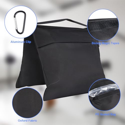Rindion 2 Pack Sand Bags, Black Sand Bags for Weight, Heavy Duty Sandbags for Umbrella Base, Photography Video Equipment, Light Tripod, Fishing Chair, Sports, Backdrop Stand, Camping, Tent - Image 3