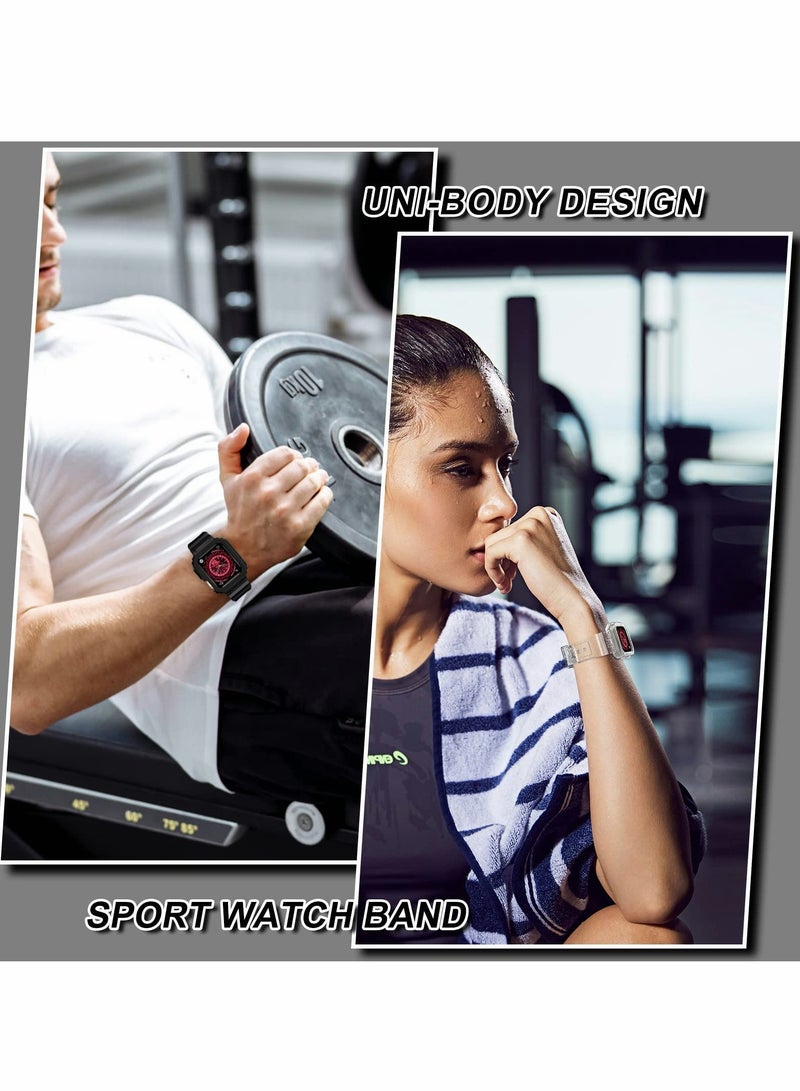 SYOSI Sports Band for Apple Watch Series 7, Transparent Clear Soft Silicone Crystal Strap with Case - Image 4