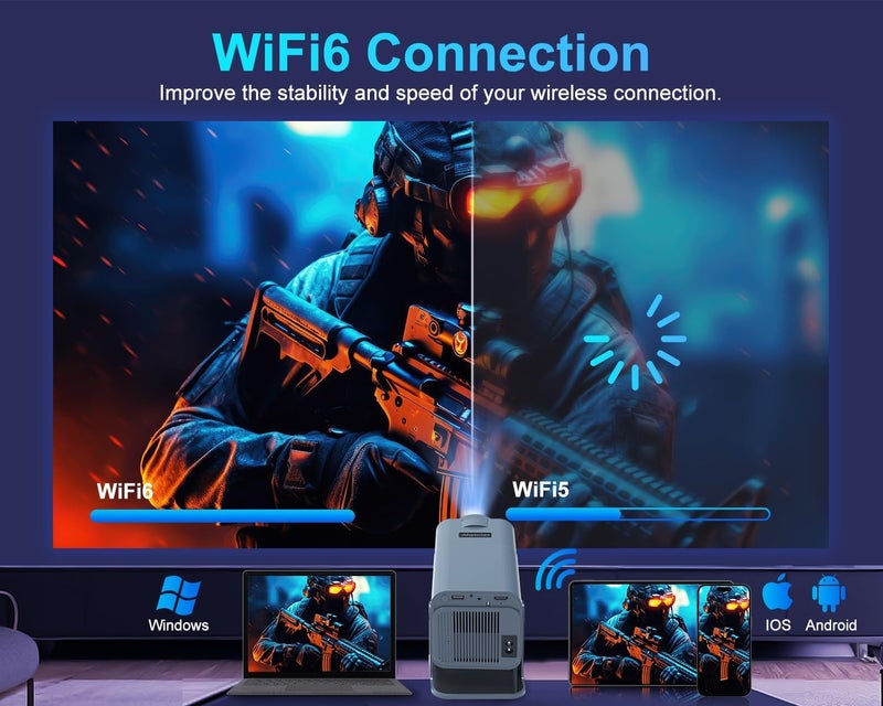 TOPTRO Free Style Projector for Home 4K Support 1080p Native FHD Portable Projector Android 11 YouTube Builtin Apps 5G WiFi Auto Keystone 9500 lumens 3 Watt Speaker 176" MAX Screen - Image 3