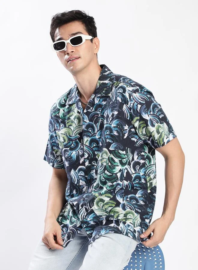 ستايلي Men Resort Collar Linen Blend Shirt By Bene Kleed