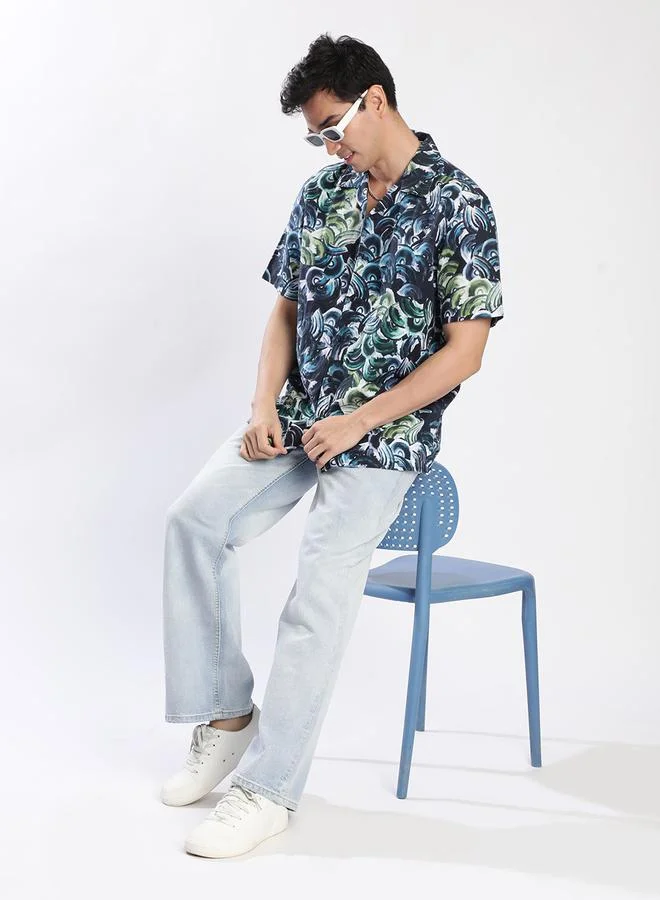 ستايلي Men Resort Collar Linen Blend Shirt By Bene Kleed