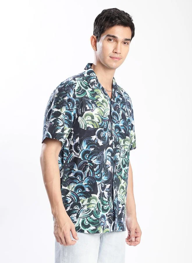 ستايلي Men Resort Collar Linen Blend Shirt By Bene Kleed