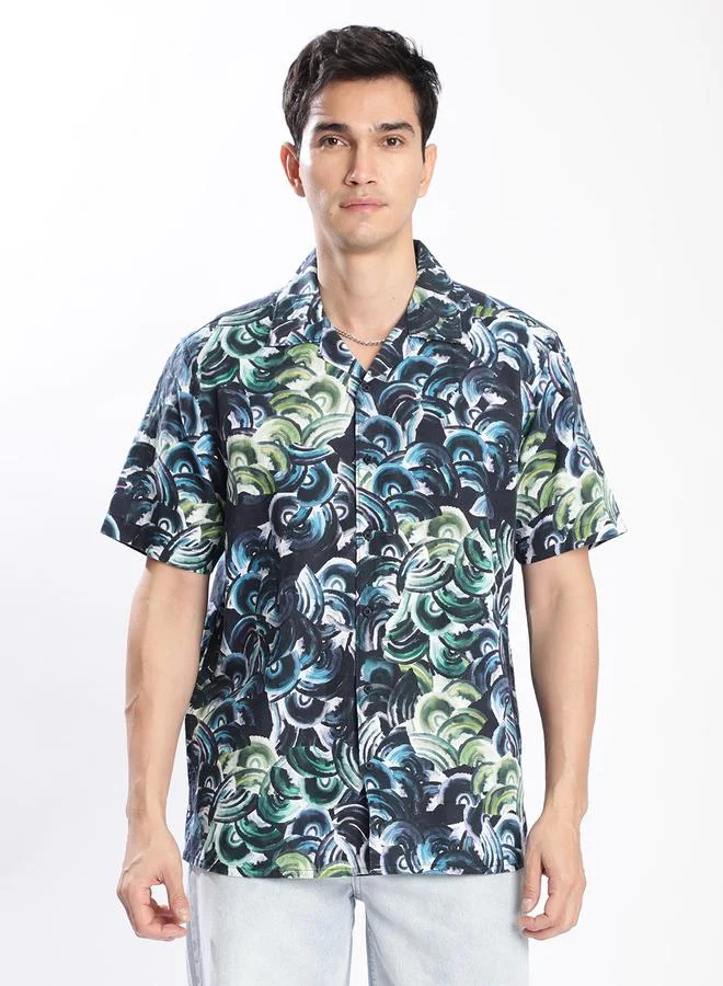 ستايلي Men Resort Collar Linen Blend Shirt By Bene Kleed