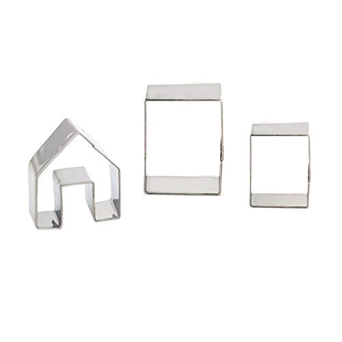 SIENON Gingerbread House Cookie Cutter Set 3pcs, 3D Stainless Steel Mini Christmas House Cookie Cutter Kit, Ginger bread Biscuit Cookie Mold Mug Topper, Xmas Holiday DIY Baking Tools - Image 1