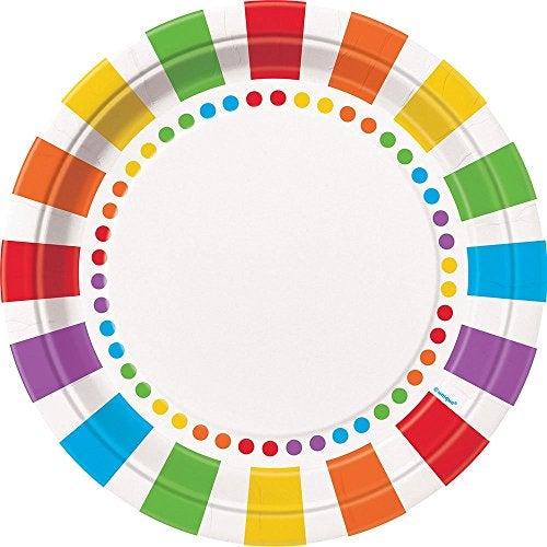 Unique Rainbow Birthday Round Dinner Plates 9 8 Count Elegant Vibrant Design Premium Paper Party Plates For Parties Events
