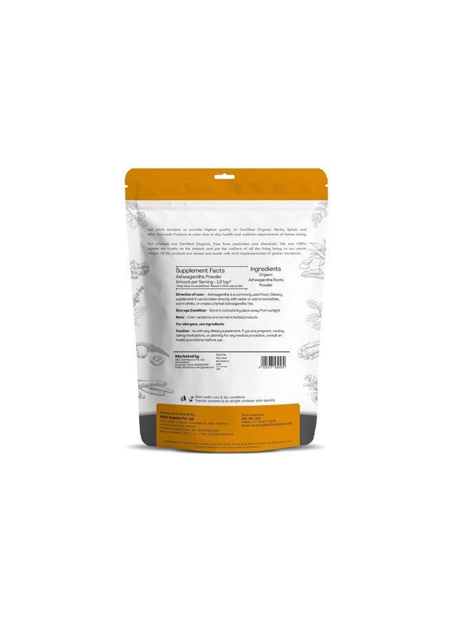 Just Jaivik Just Jaivik Organic Ashwagandha Powder- 227g For Stress Relief, Energy Boost & Immunity | Withania somnifera, Ashwagandha Podi, Asvagandha Churna, Asvagandha, Indian ginseng - Image 2