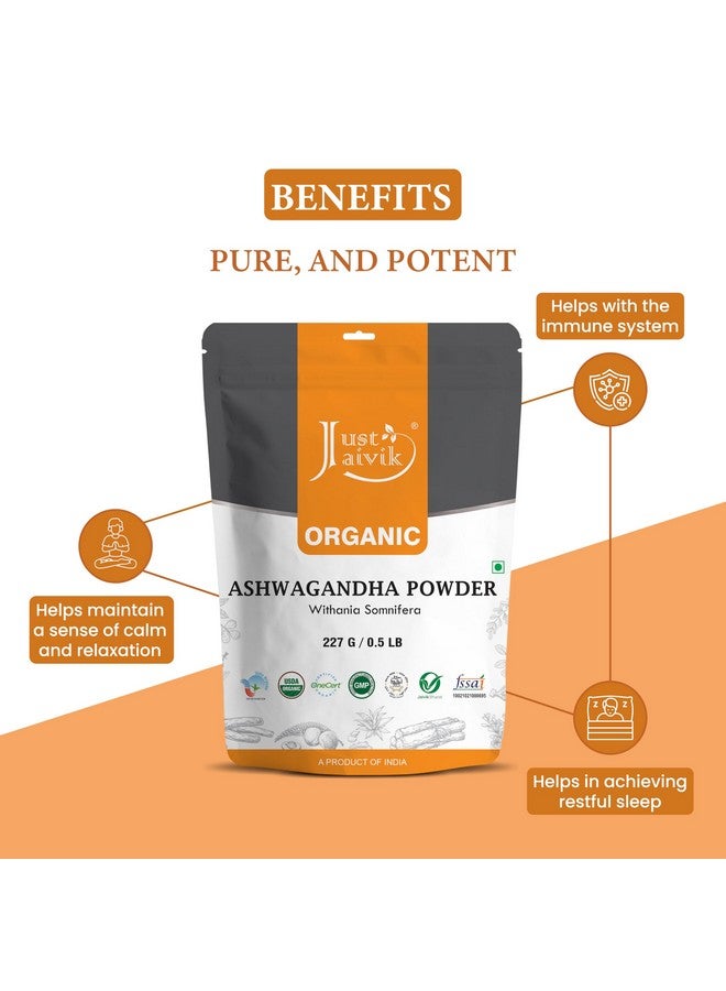 Just Jaivik Just Jaivik Organic Ashwagandha Powder- 227g For Stress Relief, Energy Boost & Immunity | Withania somnifera, Ashwagandha Podi, Asvagandha Churna, Asvagandha, Indian ginseng - Image 3