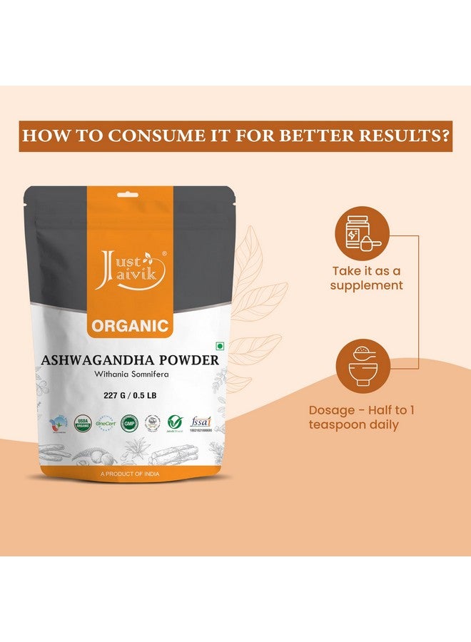 Just Jaivik Just Jaivik Organic Ashwagandha Powder- 227g For Stress Relief, Energy Boost & Immunity | Withania somnifera, Ashwagandha Podi, Asvagandha Churna, Asvagandha, Indian ginseng - Image 4
