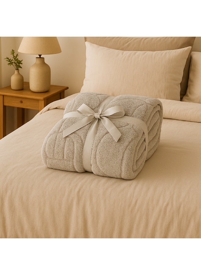 ELEGA DECOR Sherpa Blanket – Single (150x200 cm) – Jacquard Geometric Embossed, Grey | Ultra-Soft Sherpa Fleece, All-Season Comfort - Image 2