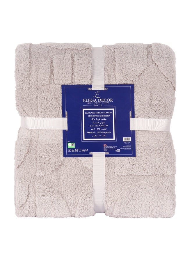 ELEGA DECOR Sherpa Blanket – Single (150x200 cm) – Jacquard Geometric Embossed, Grey | Ultra-Soft Sherpa Fleece, All-Season Comfort - Image 3