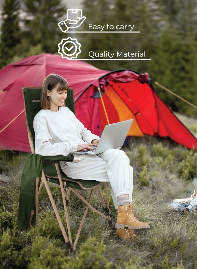 جرين ليون كرسي تخييم محمول، كرسي قابل للطي متعدد الاستخدامات، حقيبة حمل، جيب لحمل الزجاجات، مقعد قابل للطي للصيد والشاطئ والسفر، إطار فولاذي قوي، قماش أكسفورد، خفيف الوزن، سهل الحمل للاستخدام في الهواء الطلق، النزهات، والمشي - Image 3