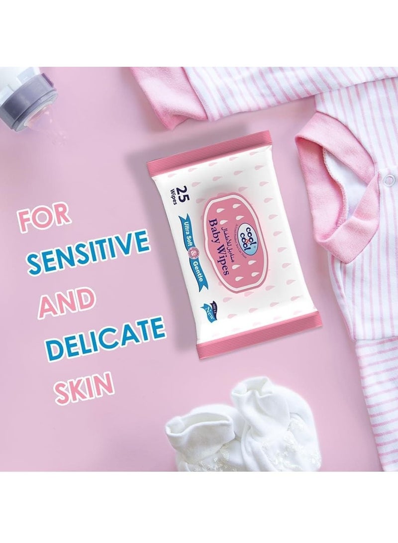 Cool & cool Baby Wipes 25's Pack of 3 - Image 4