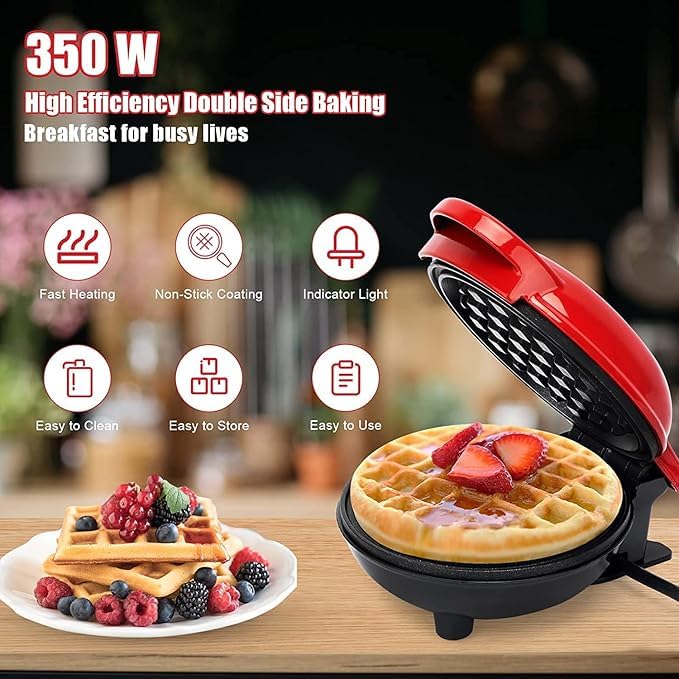 PARSE PERSONAL CARE Mini Waffle Maker Machine 3 In 1 Waffle Iron Home Appliances Kitchen Easy To Clean 4 Inch Perfect For BreakfastDessert Sandwich Pan Cakes Other Snacks - Image 3