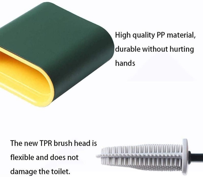 Gadget Hero's Gadget Heros Silicon Flex Toilet Brush with Slim Holder Antidrip Set Toilet Bowl Soft Silicone Bristle Cleaner Brush NoSlip Long Handle Cleans Toilet Corner Easily With Wall Mounting Holder - Image 3