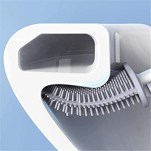 Gadget Hero's Gadget Heros Silicon Flex Toilet Brush with Slim Holder Antidrip Set Toilet Bowl Soft Silicone Bristle Cleaner Brush NoSlip Long Handle Cleans Toilet Corner Easily With Wall Mounting Holder - Image 2