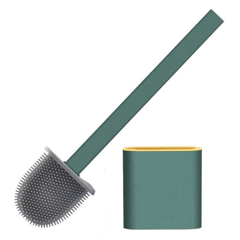 Gadget Hero's Gadget Heros Silicon Flex Toilet Brush with Slim Holder Antidrip Set Toilet Bowl Soft Silicone Bristle Cleaner Brush NoSlip Long Handle Cleans Toilet Corner Easily With Wall Mounting Holder - Image 1