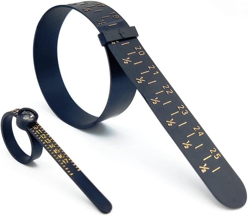 Inralimot 2 in 1 Bracelet Sizer & Ring Sizer Measuring Tool15-25 Bracelet Measurement Tool, 1-17 US Ring Measurement Tool with Magnified Glass Finger Measure for Ring Size, Wrist Measure for Bracelet - Image 1