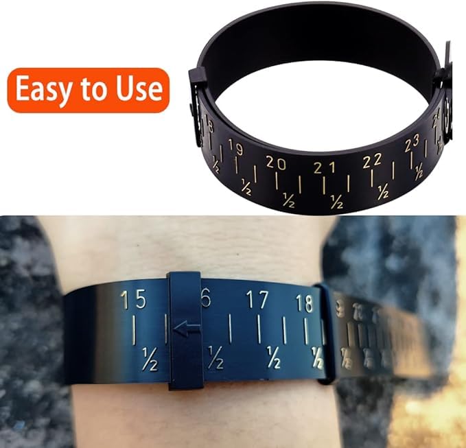 Inralimot 2 in 1 Bracelet Sizer & Ring Sizer Measuring Tool15-25 Bracelet Measurement Tool, 1-17 US Ring Measurement Tool with Magnified Glass Finger Measure for Ring Size, Wrist Measure for Bracelet - Image 3