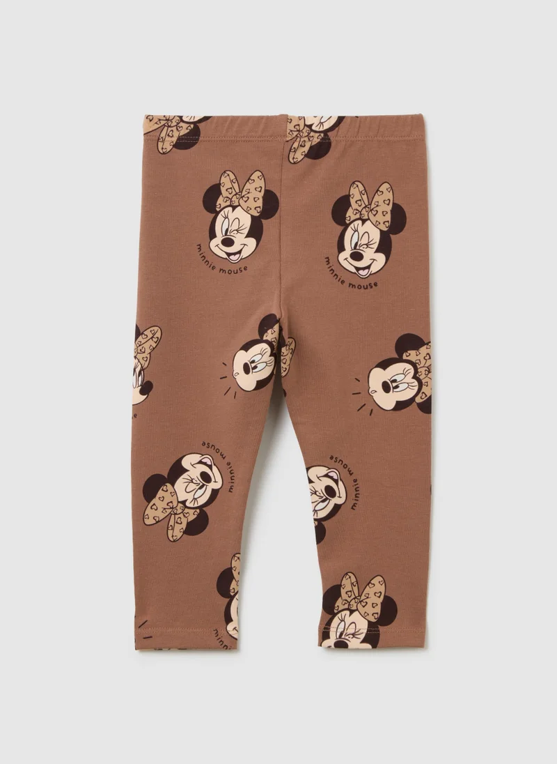 او في اس GIRLS' BROWN SLIM FIT STRETCH COTTON LEGGINGS