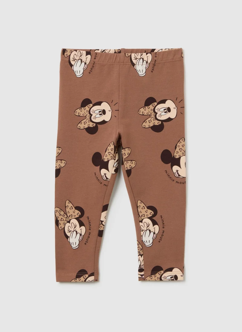 او في اس GIRLS' BROWN SLIM FIT STRETCH COTTON LEGGINGS