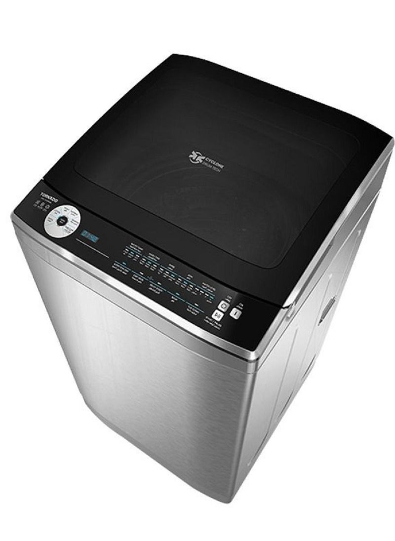 TORNADO Washing Machine Top Automatic 9 Kg, Pump, Silver TWE-TLN09RSL 