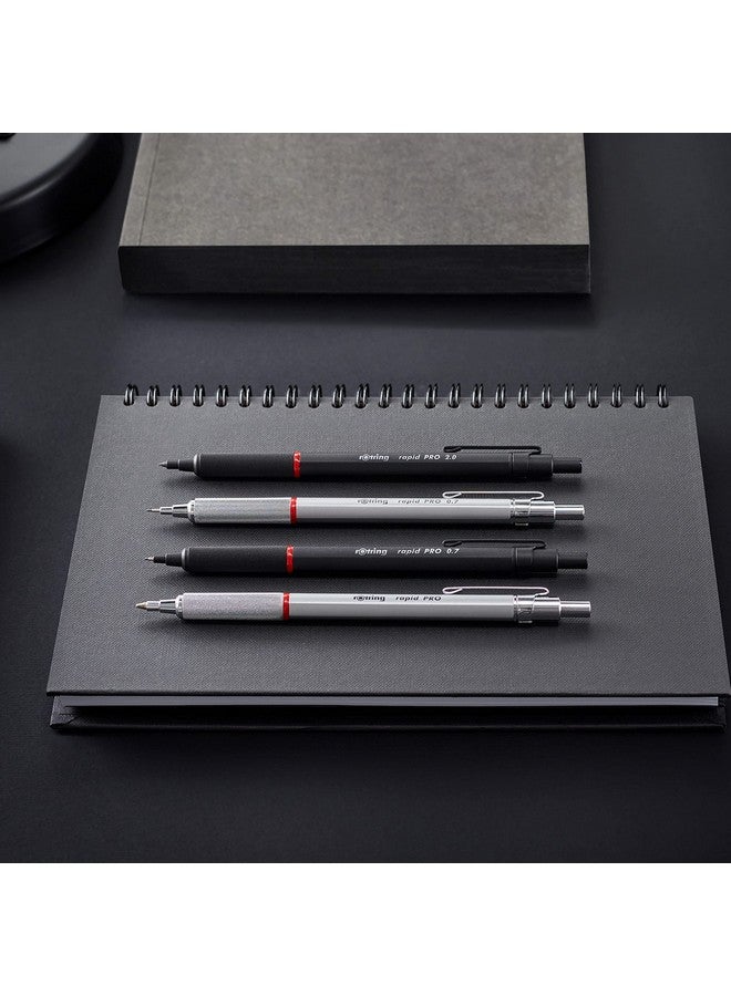 rOtring Rapid Pro Retractable Ballpoint Technical Drawing Pen, Medium Point, Blue Ink, Black Full-Metal Body - Image 5