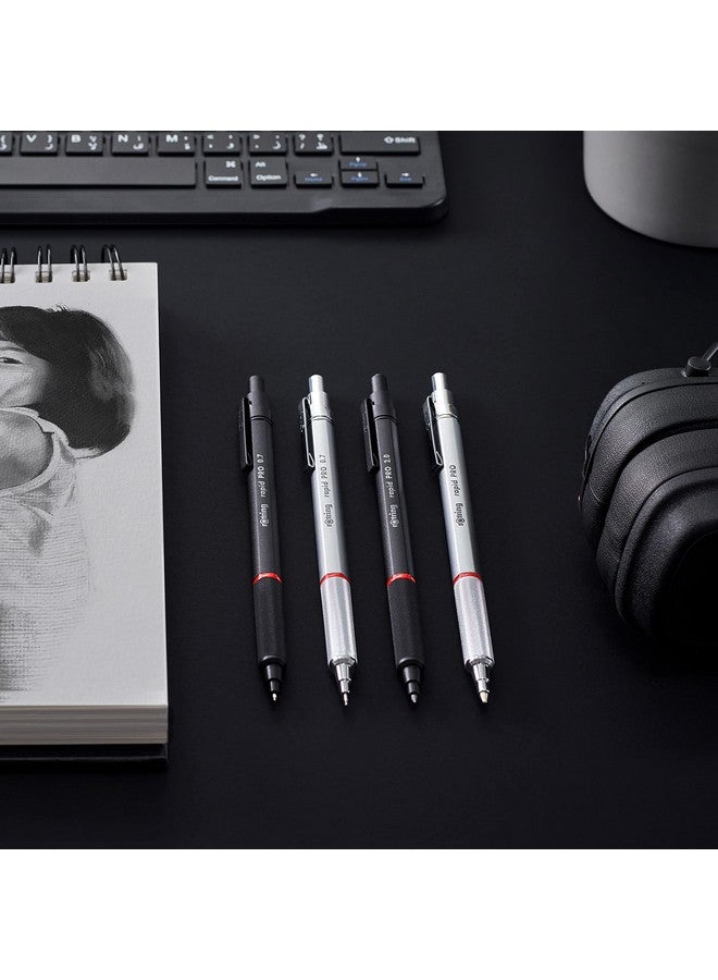 rOtring Rapid Pro Retractable Ballpoint Technical Drawing Pen, Medium Point, Blue Ink, Black Full-Metal Body - Image 4