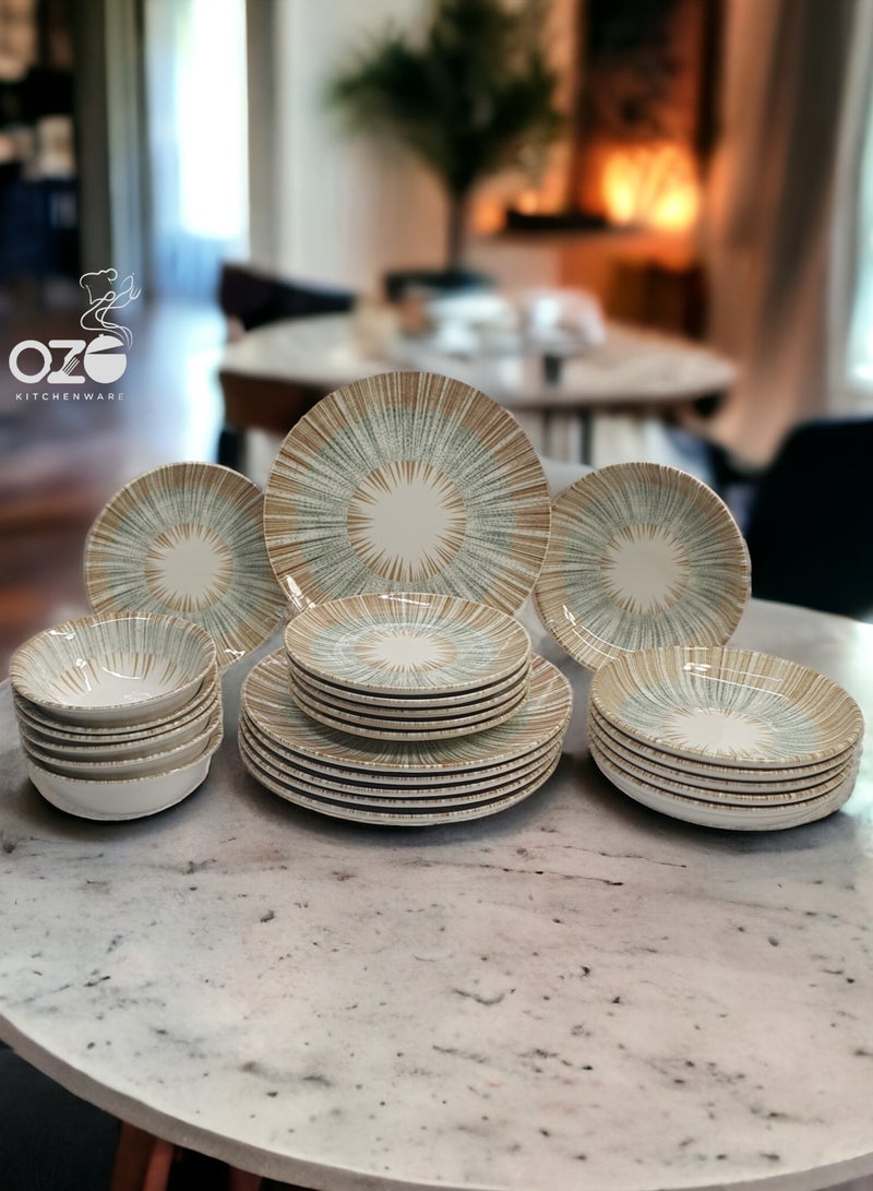 OZO 24 Pcs Porcelain Dinner Set - Made in Turkey - Image 1