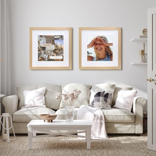 VNVNK 18x18 Frame Natural Wood Color, Perfect for 18x18 Inch Picture without Mat or 14x14 Inch Picture with Mat, Home Wall Decor Picture Frame-1 PCS - Image 3