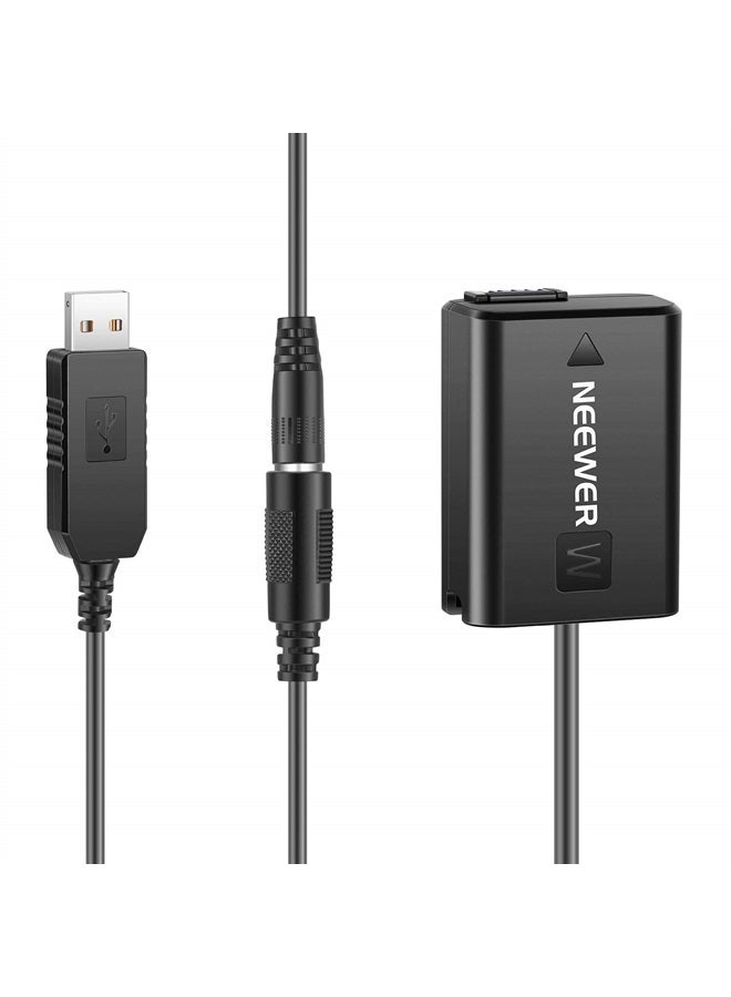 Neewer DC Coupler Replacement for NP-FW50 Dummy Battery Power Adapter with USB Cable Compatible with Sony A7 A7R A7S A7II A7RII A7SII A6500 A6400 A6300 A6100 A6000 NEX5 NEX7 DSC-RX10 II III IV - Image 1
