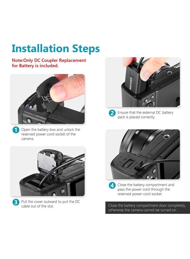 Neewer DC Coupler Replacement for NP-FW50 Dummy Battery Power Adapter with USB Cable Compatible with Sony A7 A7R A7S A7II A7RII A7SII A6500 A6400 A6300 A6100 A6000 NEX5 NEX7 DSC-RX10 II III IV - Image 2