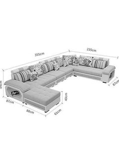 Poppins Home Silvester U Shape 9 Seater Modern Interchangeable Fabric Sofa Set with 4 Puffy  - Image 3