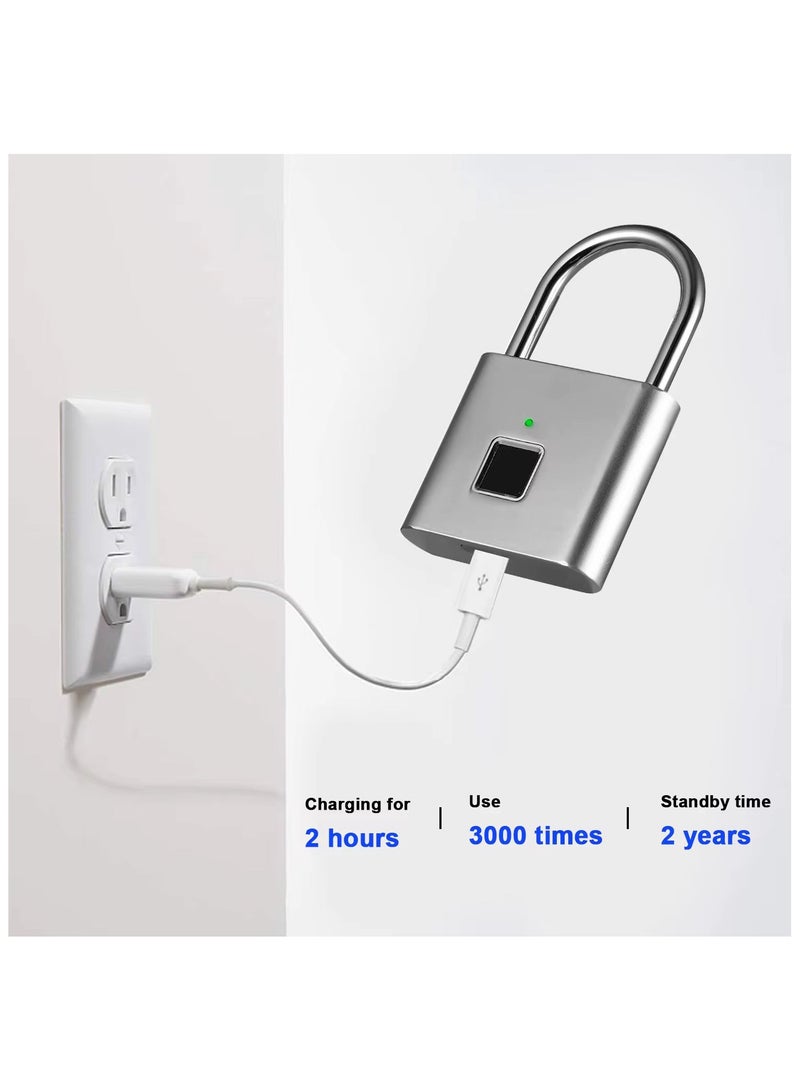 Fingerprint Padlock, Locker Lock, Smart Pad Waterproof Small Portable with USB Charging  - Image 4