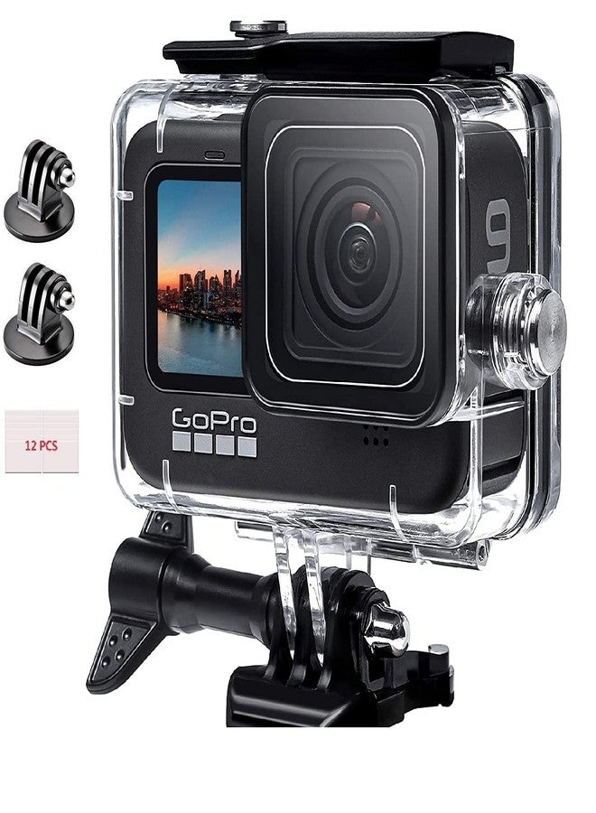 ادوفيس جراب أدوفييس المقاوم للماء، متوافق مع كاميرات GoPro HERO9/10/11/12 و13، أسود، مقاوم للماء حتى عمق 60 مترًا/196 قدمًا، مزود بـ 12 قطعة مضادة للضباب، ومحول حامل ثلاثي القوائم، وقاعدة تثبيت سريعة الفك، ومسمار إبهام. - Image 1
