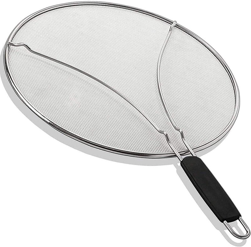 KAFOOR 13 Grease Splatter Screen for Cooking  Stainless Steel Oil Splatter Guard and UltraFine Mesh Protects Skin from Burns  TPR TightGrip Handle Black 
