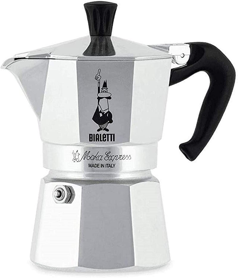 BIALeTTI Bialetti  Moka Express Iconic Stovetop Espresso Maker Makes Real Italian Coffee Moka Pot 1 Cup 2 Oz  60 Ml Aluminium Silver 