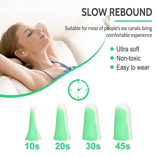 LYSIAN Ultra Soft Foam Earplugs for Sleep 60 Pairs, 38dB SNR Ear Plugs for Sleeping Noise Cancelling, Mowing and Snoring,Double Color Green/White - Image 2