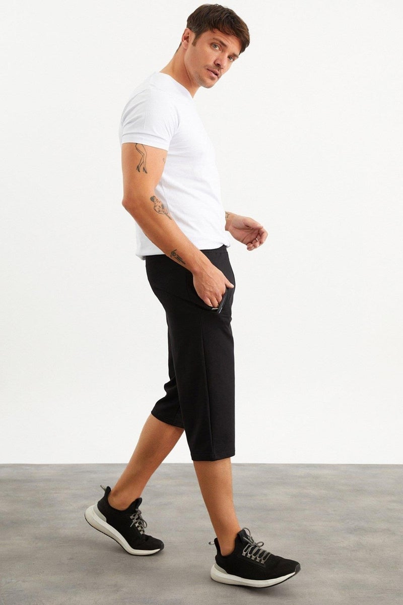 Mysport 201762 Pocket Embroidery Detailed Black Men's Capri  - Image 4