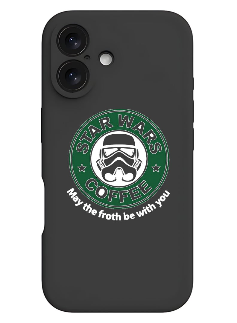 Theodor Protective Slim Fit Case Liquid Silicone Cover with Full Body Protection Anti-Scratch Shockproof Case For Apple iPhone 17 (Black) StarWars Coffee - White - Image 1