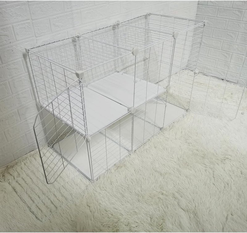 FDSDEFEN Cat Cage Indoor DIY Cat Playpen Detachable Metal Wire Kennels Cat Cage Indoor Cat Enclosures DIY Cat Playpen Metal Kennel (White 3/2 Tier) - Image 4