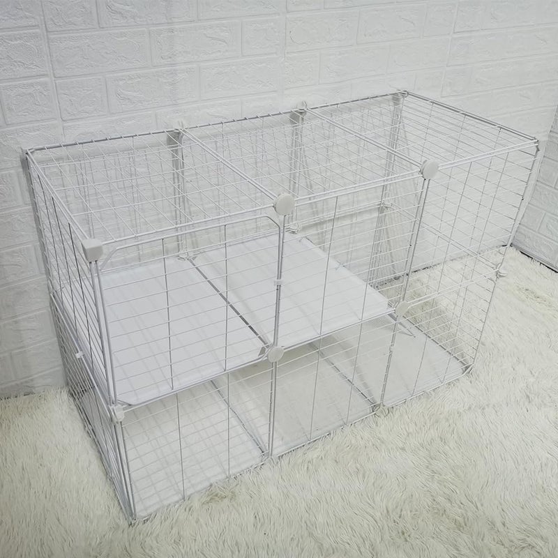 FDSDEFEN Cat Cage Indoor DIY Cat Playpen Detachable Metal Wire Kennels Cat Cage Indoor Cat Enclosures DIY Cat Playpen Metal Kennel (White 3/2 Tier) - Image 2