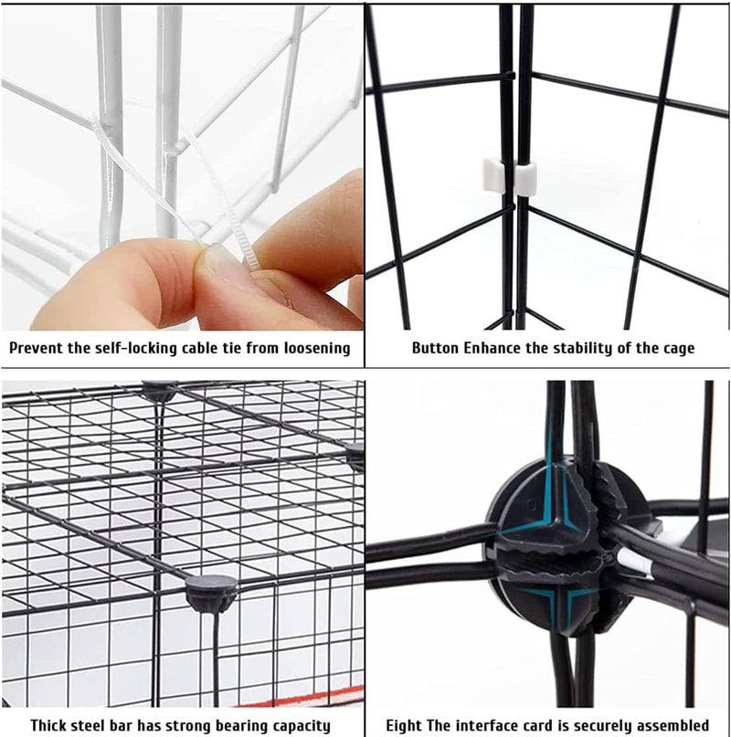 FDSDEFEN Cat Cage Indoor DIY Cat Playpen Detachable Metal Wire Kennels Cat Cage Indoor Cat Enclosures DIY Cat Playpen Metal Kennel (White 3/2 Tier) - Image 5