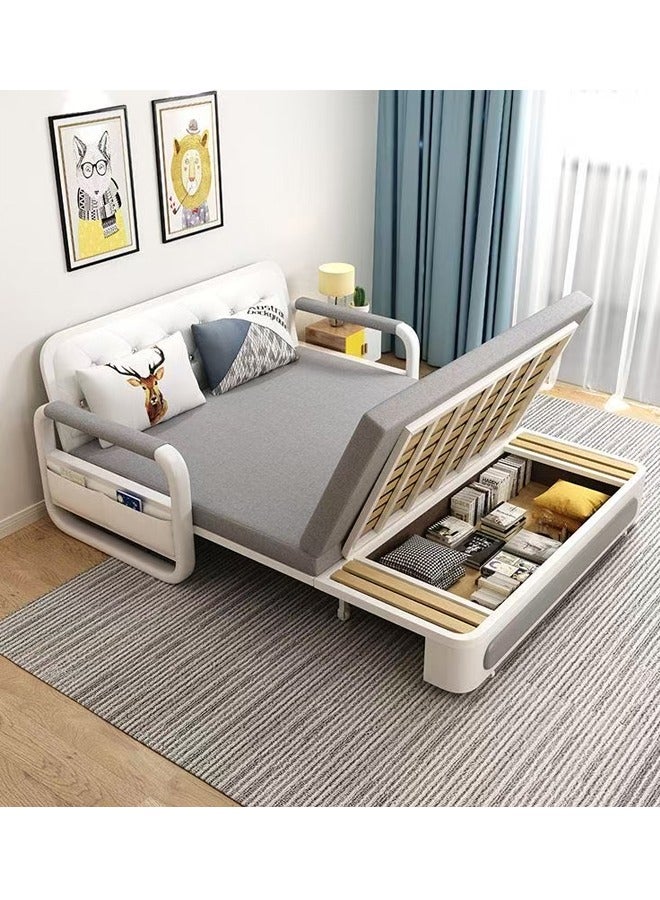 سي آند سي هوم أريكة سرير متعددة الوظائف 2 في 1 بتصميم عصري قابلة للطي والتمديد بمقعد مزدوج وأريكة سرير مريحة مع مرفق تخزين وجيوب جانبية أثاث مشترك لغرفة المعيشة وغرفة النوم 158 × 192 × 85 سم - Image 2