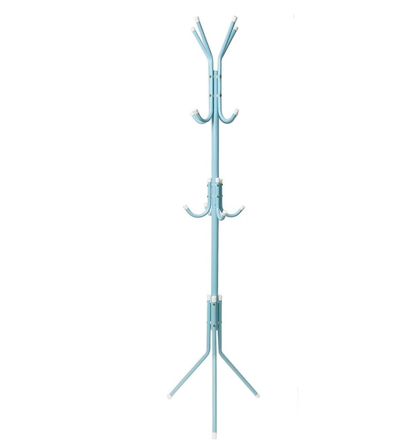 House of Quirk Coat Rack Freestanding Metal Coat Tree Hanger 12 Hooks Hat Rack for Hanging Bags Scarves Clothes Handbag Umbrella Jacket Hall Bedroom - Blue - Image 1